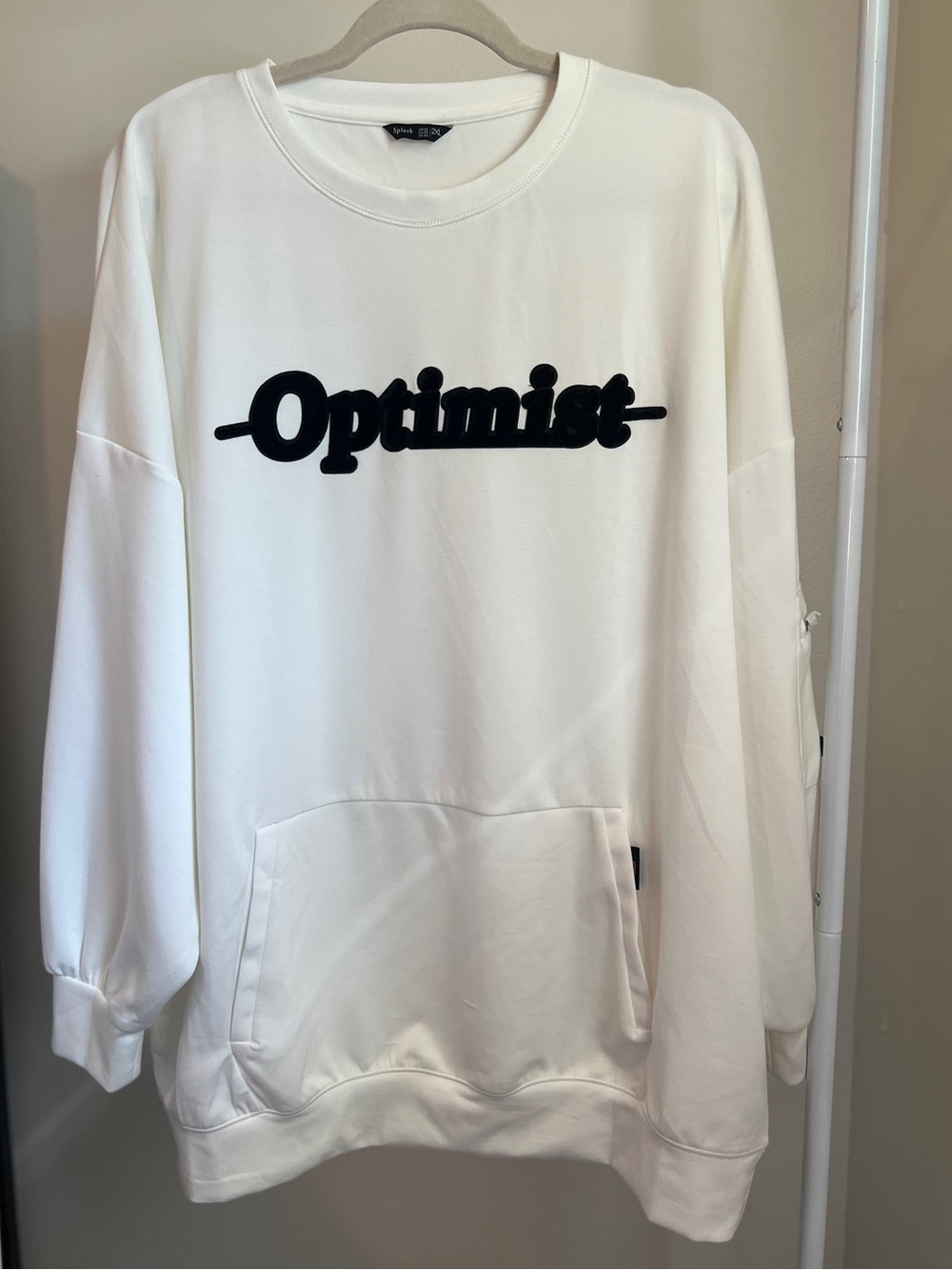 NWOT Oversized Optimist White Graphic Pullover Sweatshirt Size 2XL - PTP 28"
